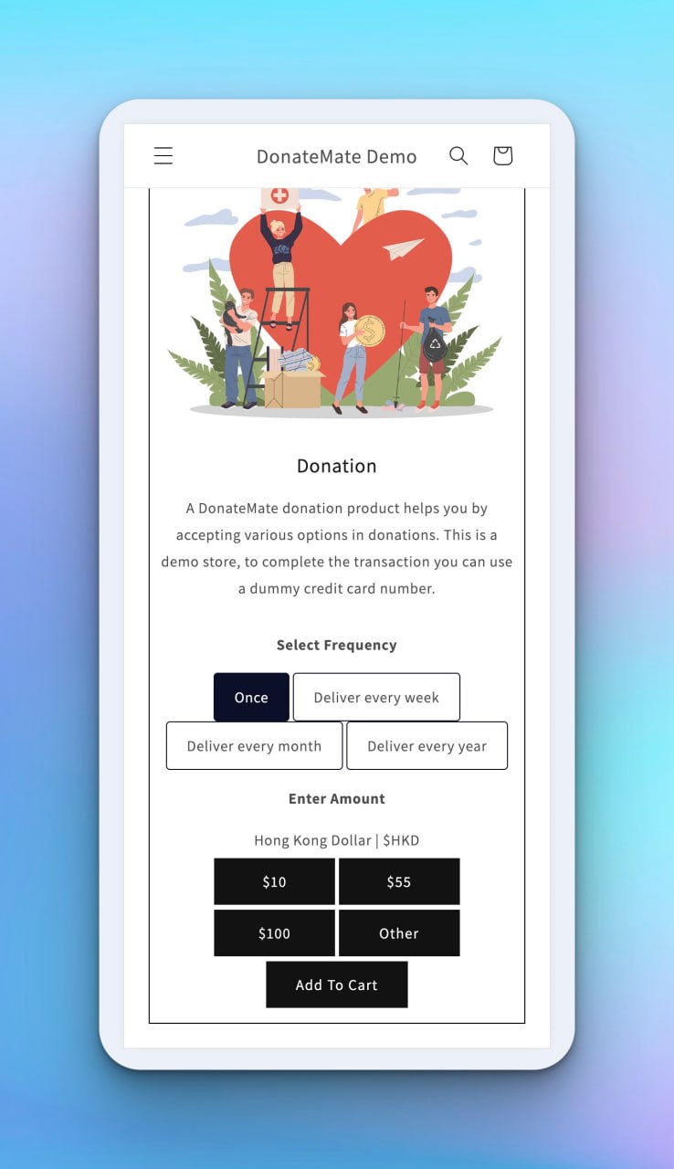 DonateMate mobile donation widget on phone